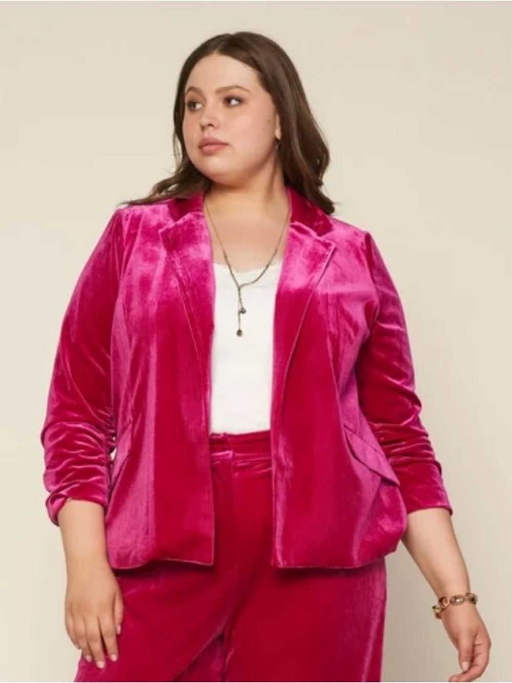 NWOT Skies Are Blue Velvet Blazer Jacket - Magenta Pink Sz 1X